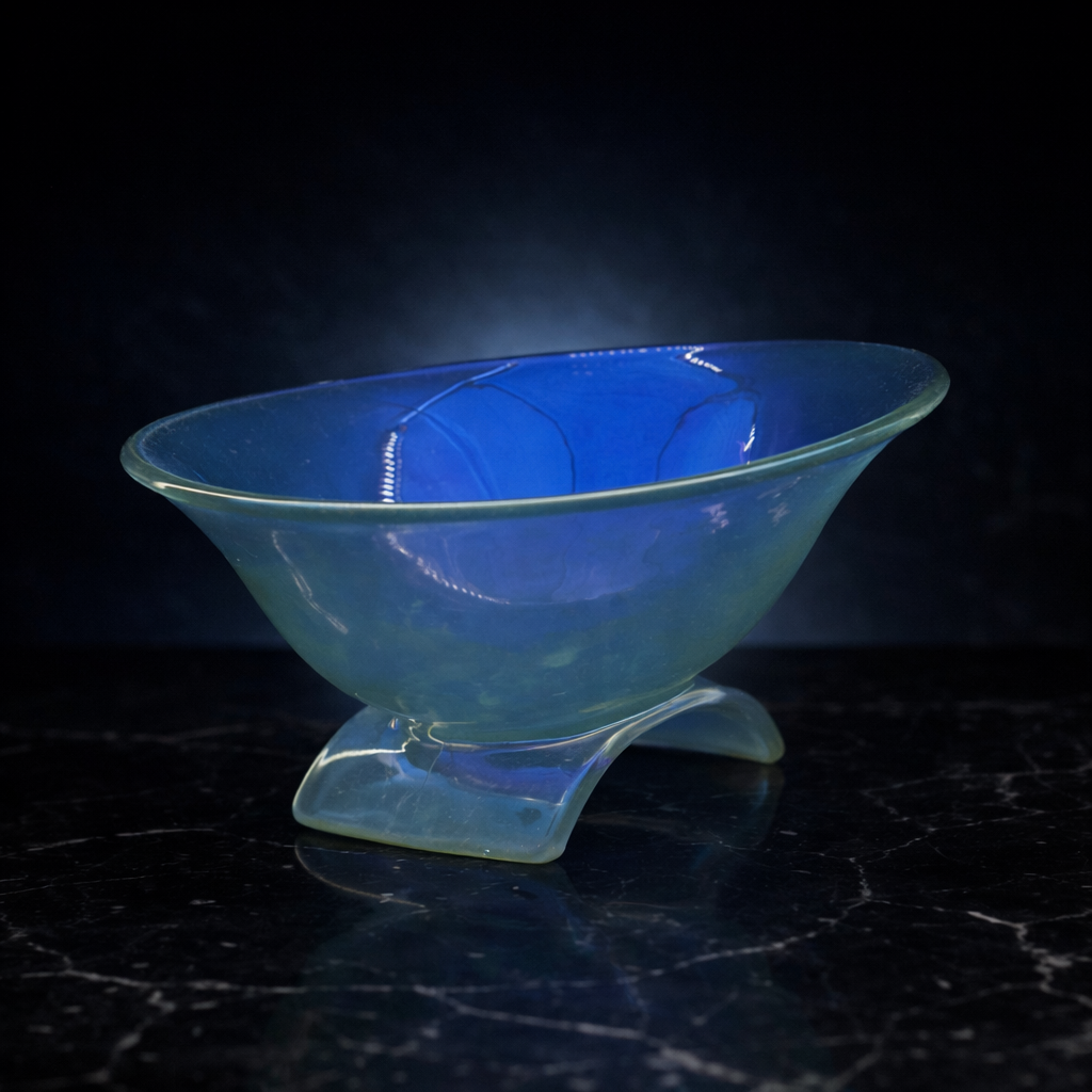 Italian Amethyst Art Glass Bowl, Sculptural Elevated Claw Base Form