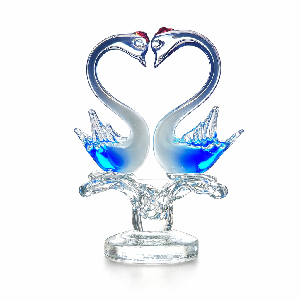 Murano Sommerso Swan Lovers Glass Sculpture, c.1970
