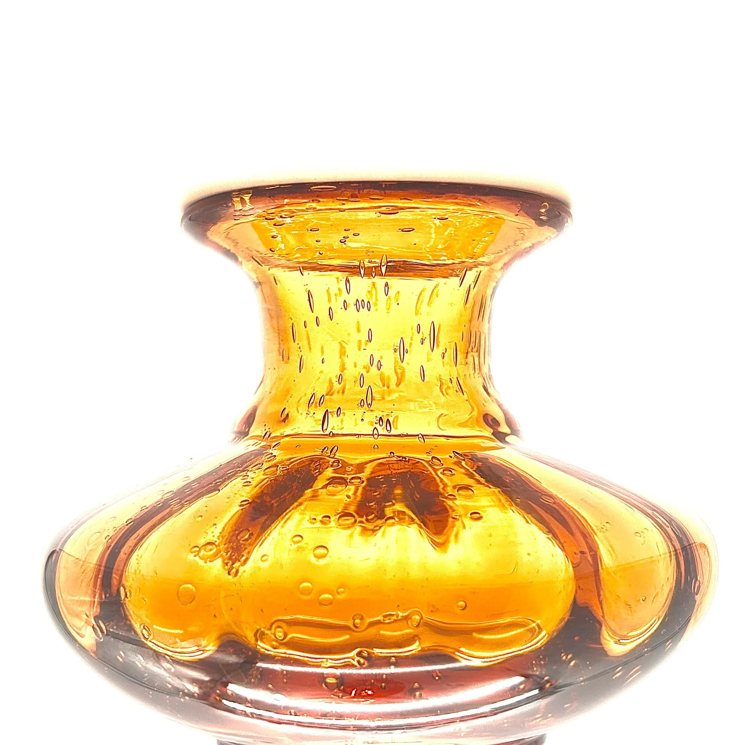 Czech Amber Art Glass Vase, Controlled Bubble Optic Form