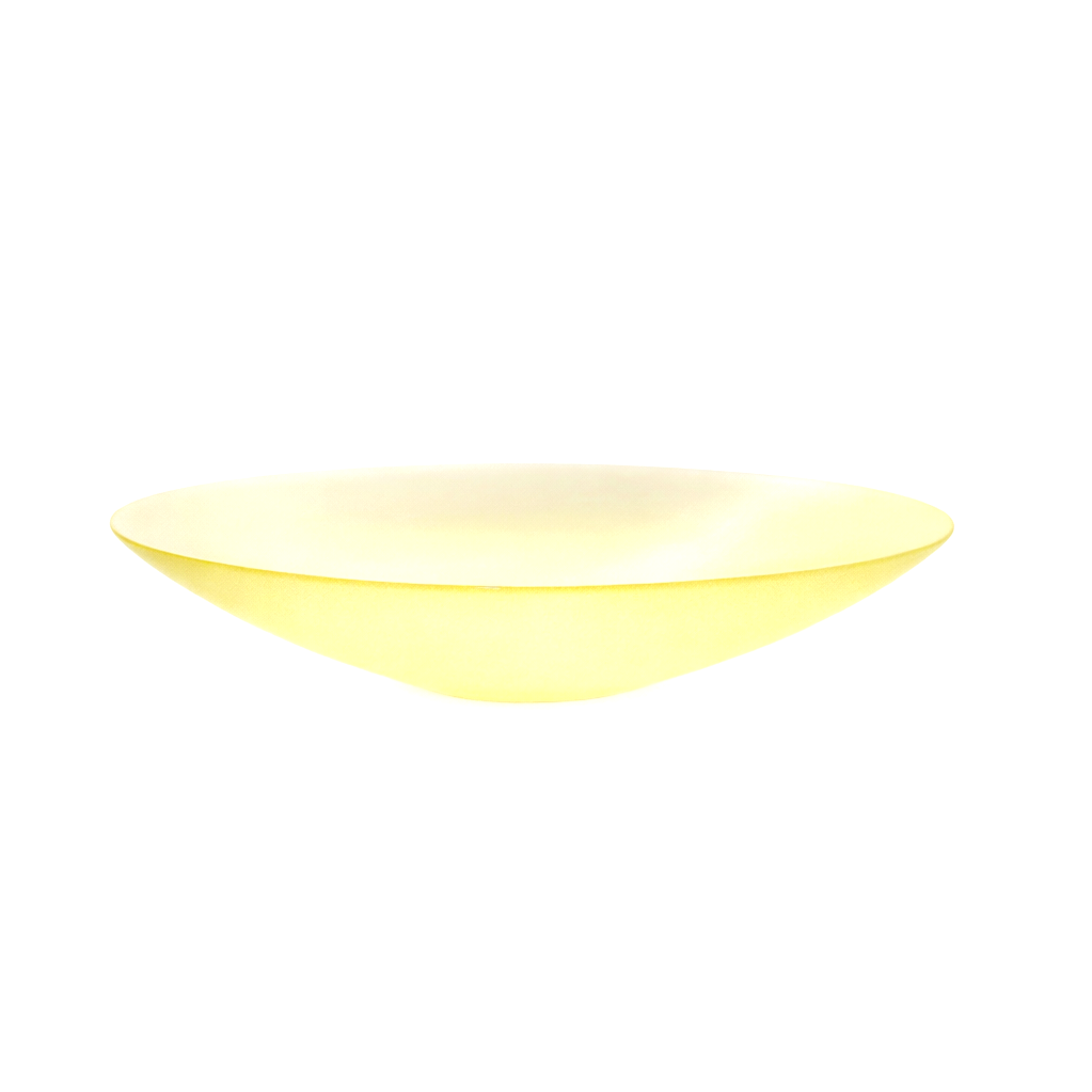 Scandinavian Yellow Satin Glass Centerpiece Bowl, Organic Minimalist Form