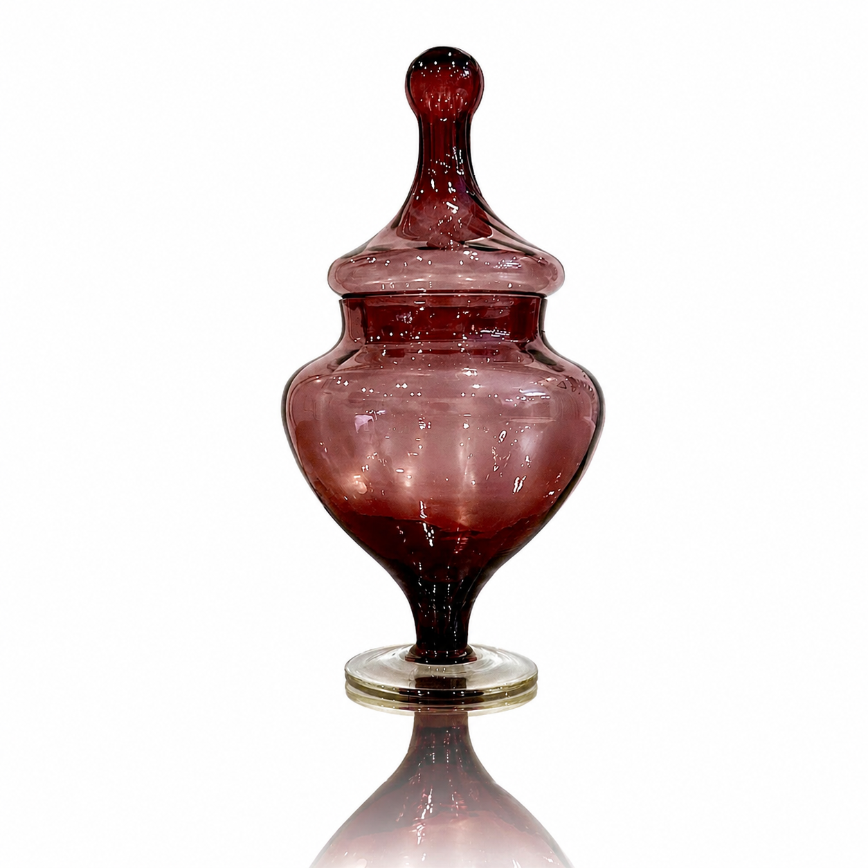 European Optic-Blown Glass Apothecary Jar, Delicate Ribbed Swirl Vessel
