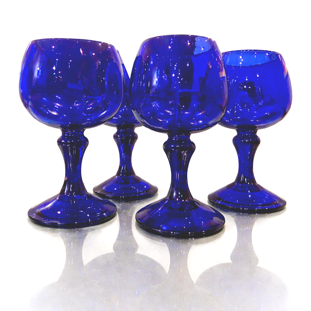 Hand-Blown Cobalt Blue Glass Goblets, Service for 4_d.png