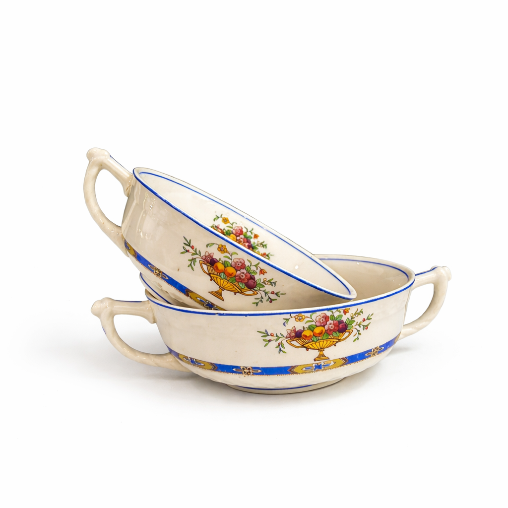 Pair of French Belle Époque Double-Handled Bouillon Cups