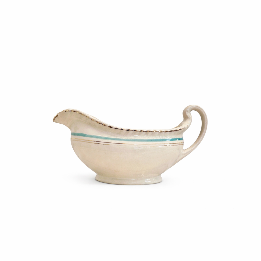 Johnson Bros Staffordshire Turquoise & Gilt Ironstone Sauce Boat