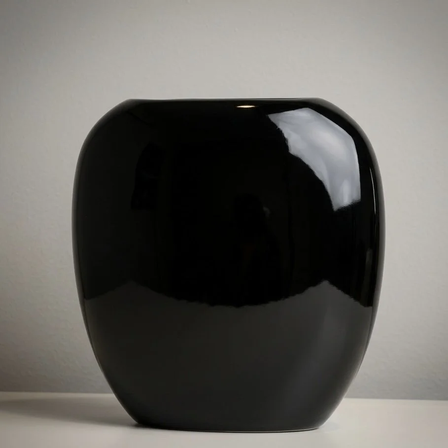 Midnight Glaze Ovoid, Ikebana Form, Japan, Artist Signed