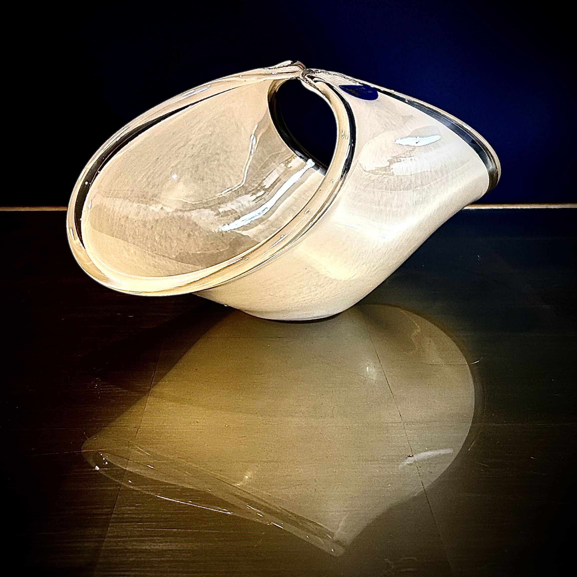 Italian Murano Sommerso Glass Centerpiece Bowl, Sculptural Asymmetrical Form