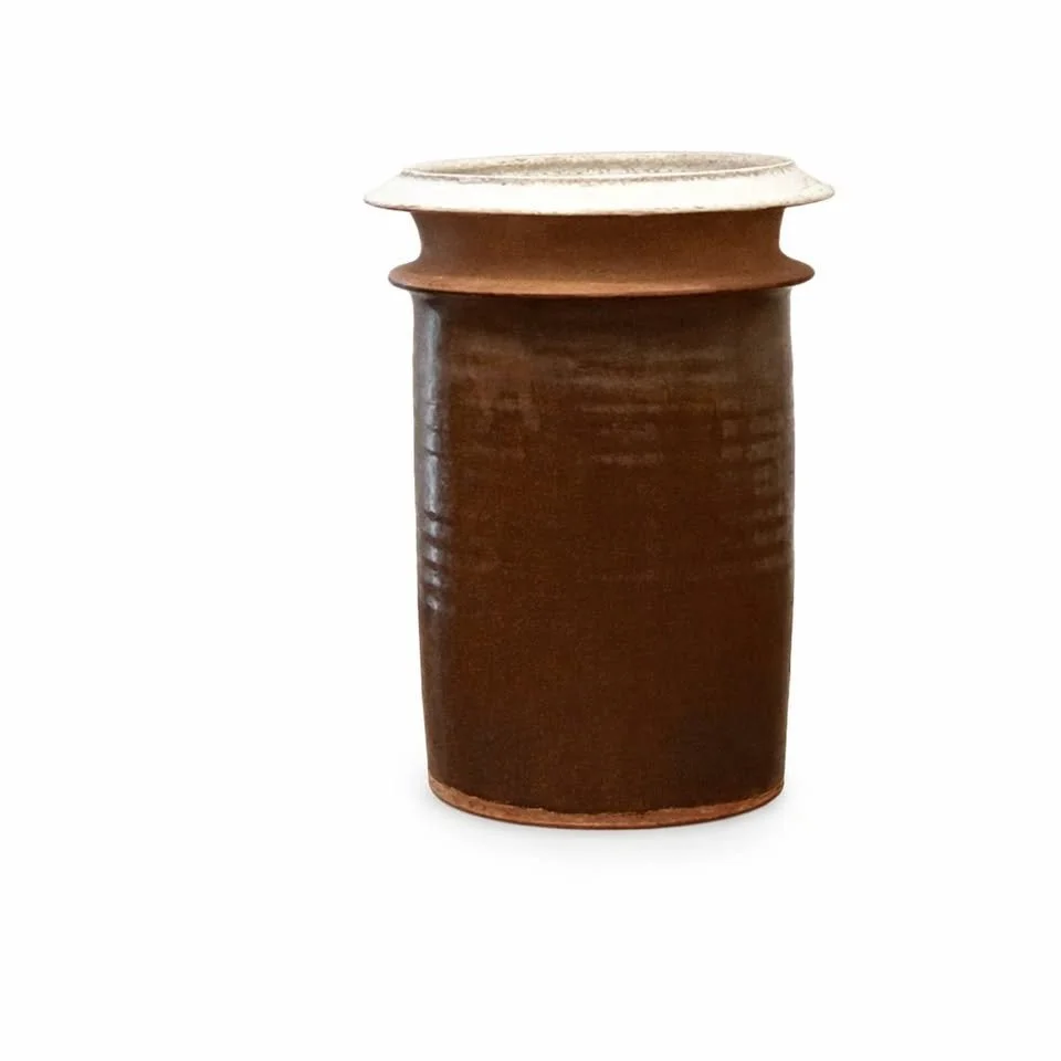 Mid-Century Studio Stoneware Vessel in Earth-Toned Glaze, Circa 1970s