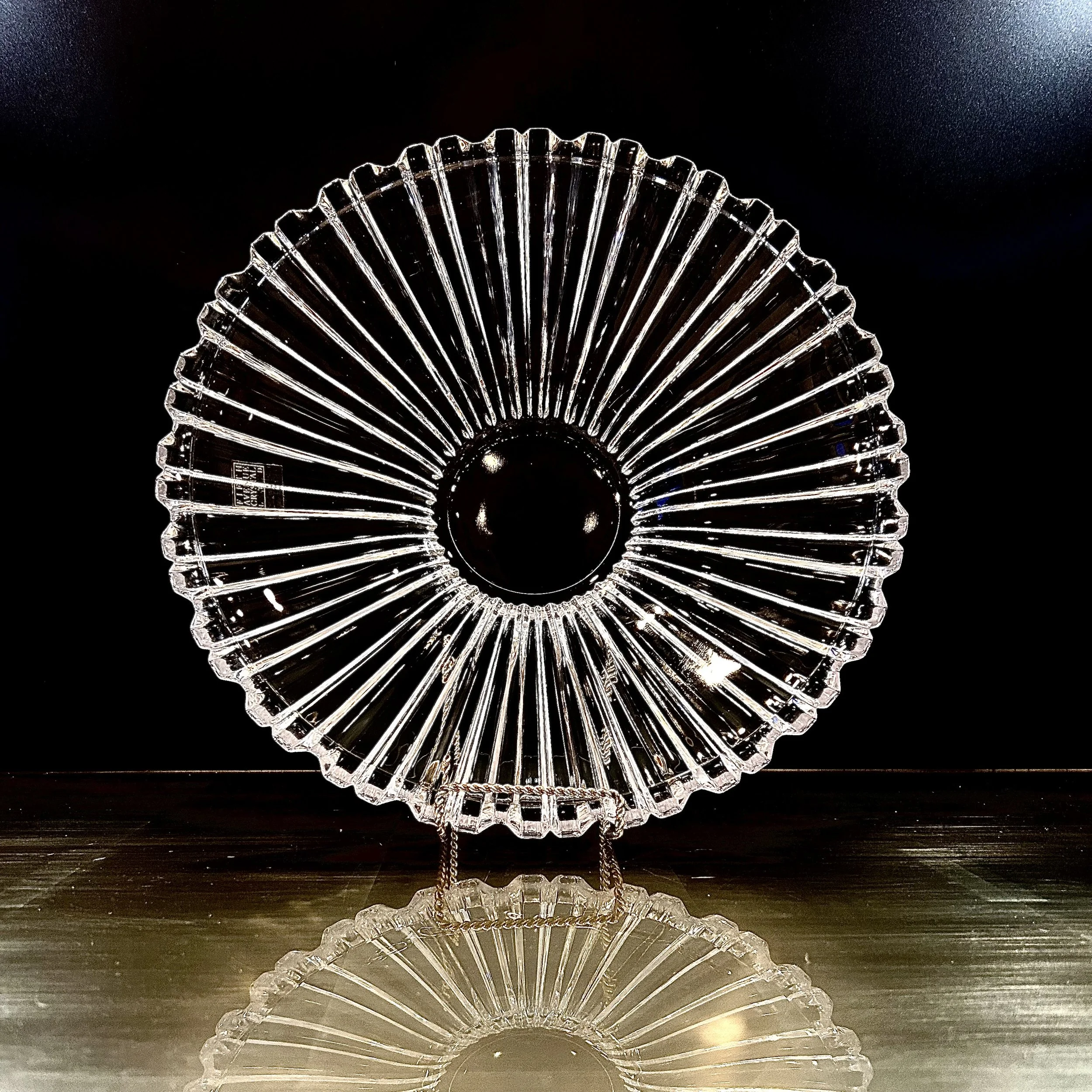 Lead Crystal Sculptural Bowl, Radial Fluted Form