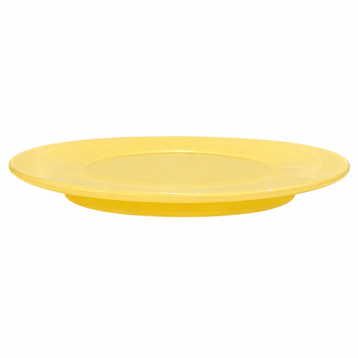 Art Deco Canary Yellow Glass Serving Plate, Sculptural Geometric Sunburst