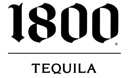 1800 Tequila logo with stylized text and a thin underline.