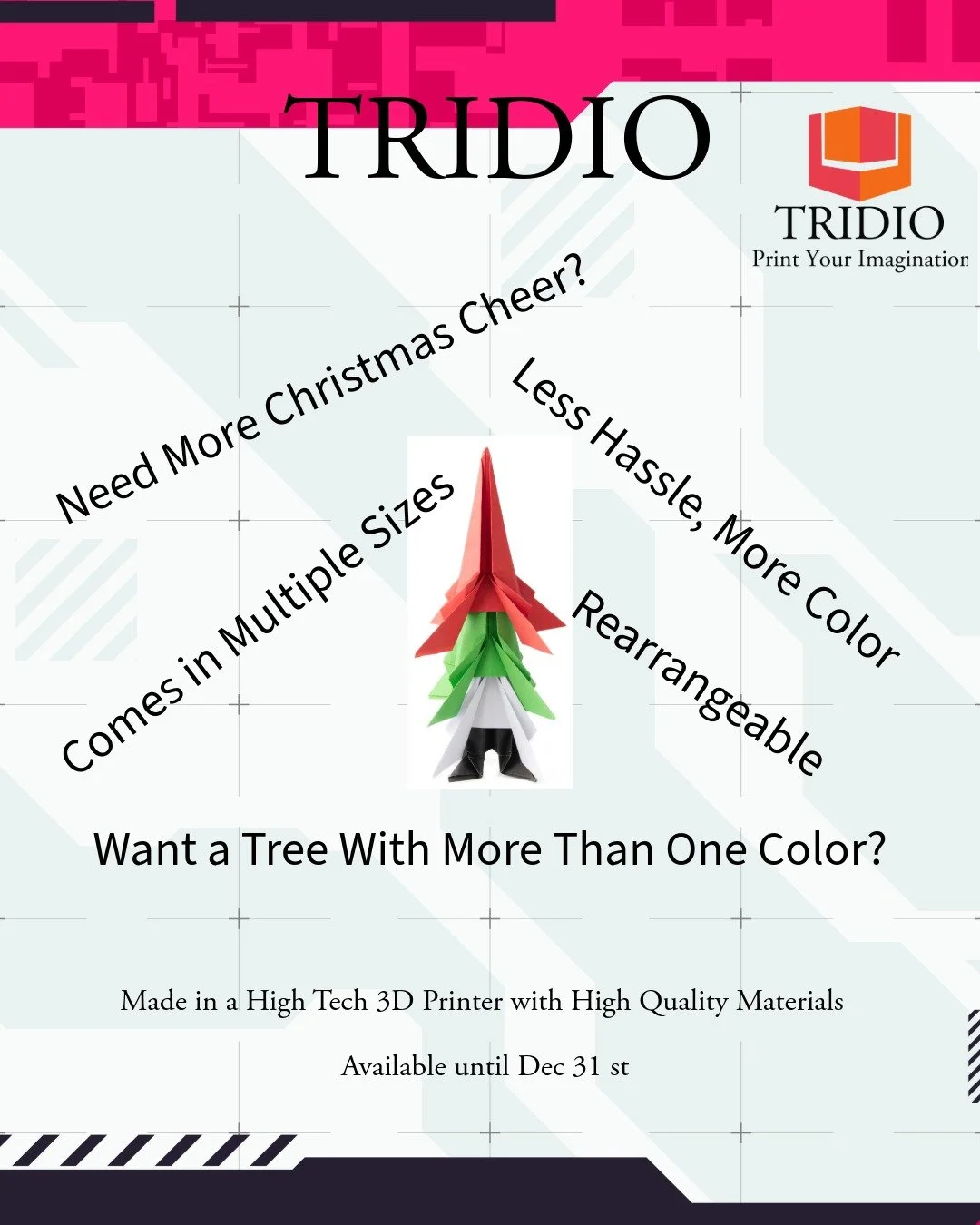 A Christmas Tree Design social media ad for the Company Tridio