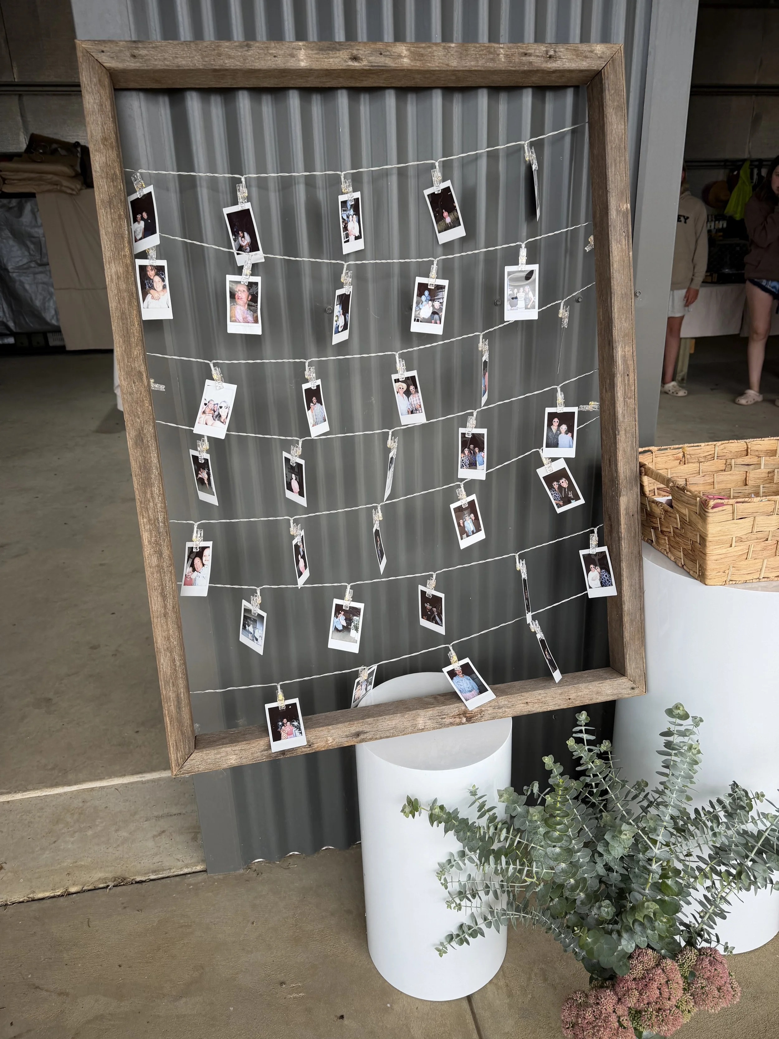 Rustic Photo Display Board with Lights