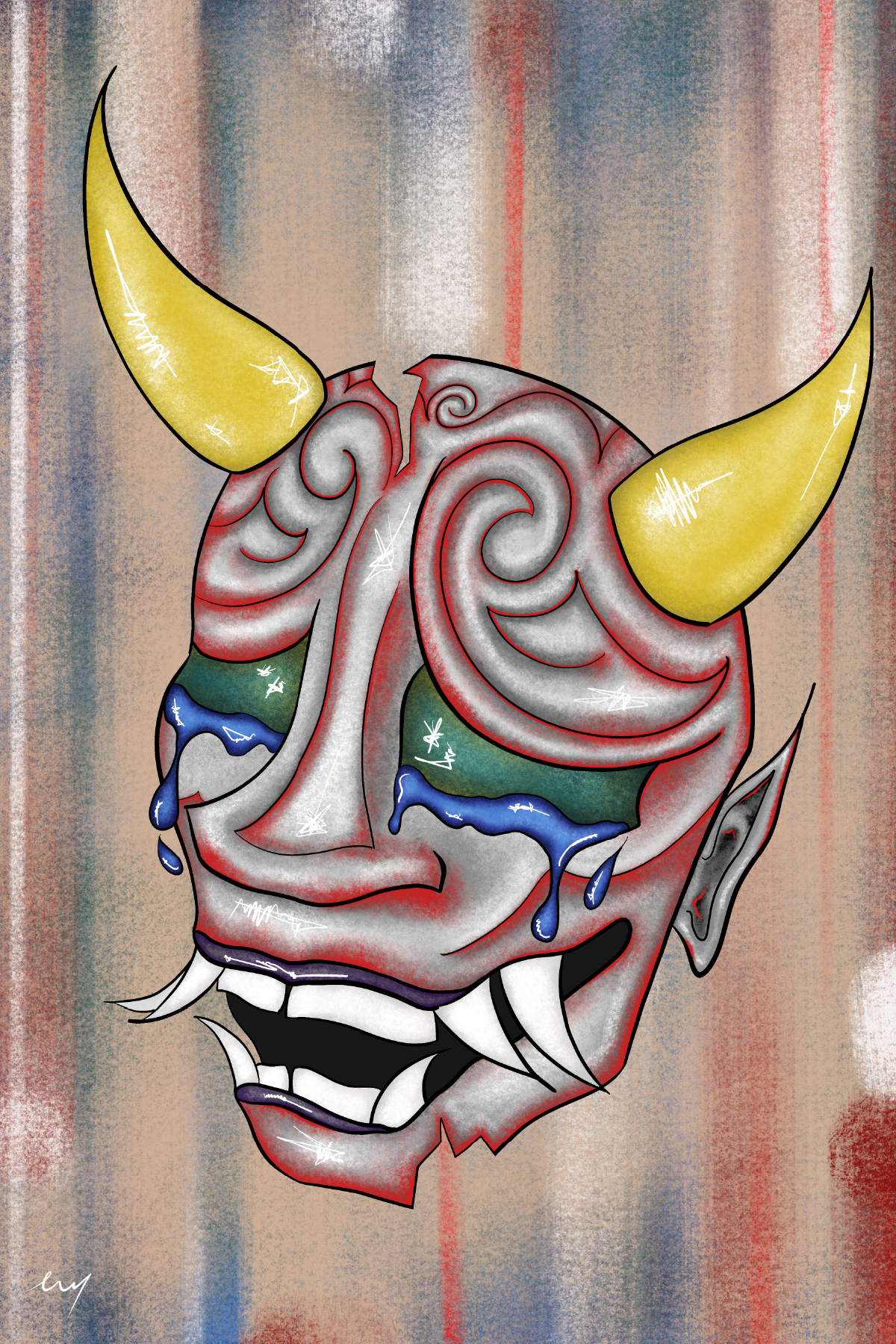 Japanese Mask Digital Painting