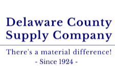 Logo of Delaware County Supply Company with the slogan 'There's a material difference! - Since 1924'