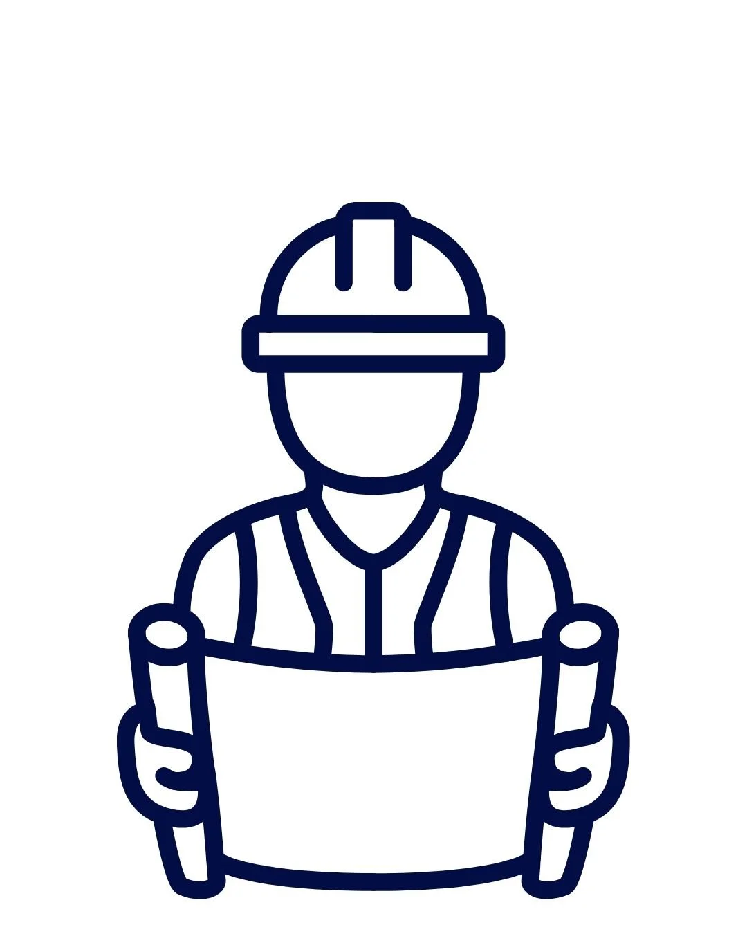 Icon of a construction worker holding a blueprint