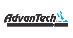 AdvanTech logo with graphic of water droplets.
