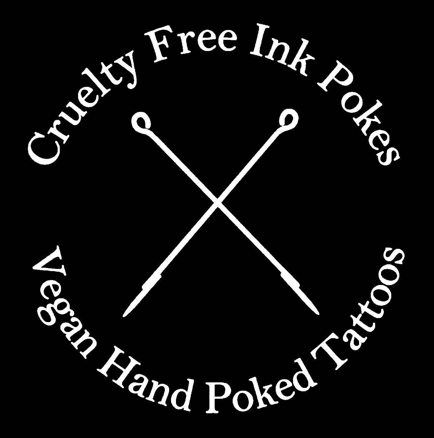 Logo with crossed paintbrushes and text reading 'Crafty Free Ink Pok...ional Hand Poked Tattoo Parlors' arranged in a circle.