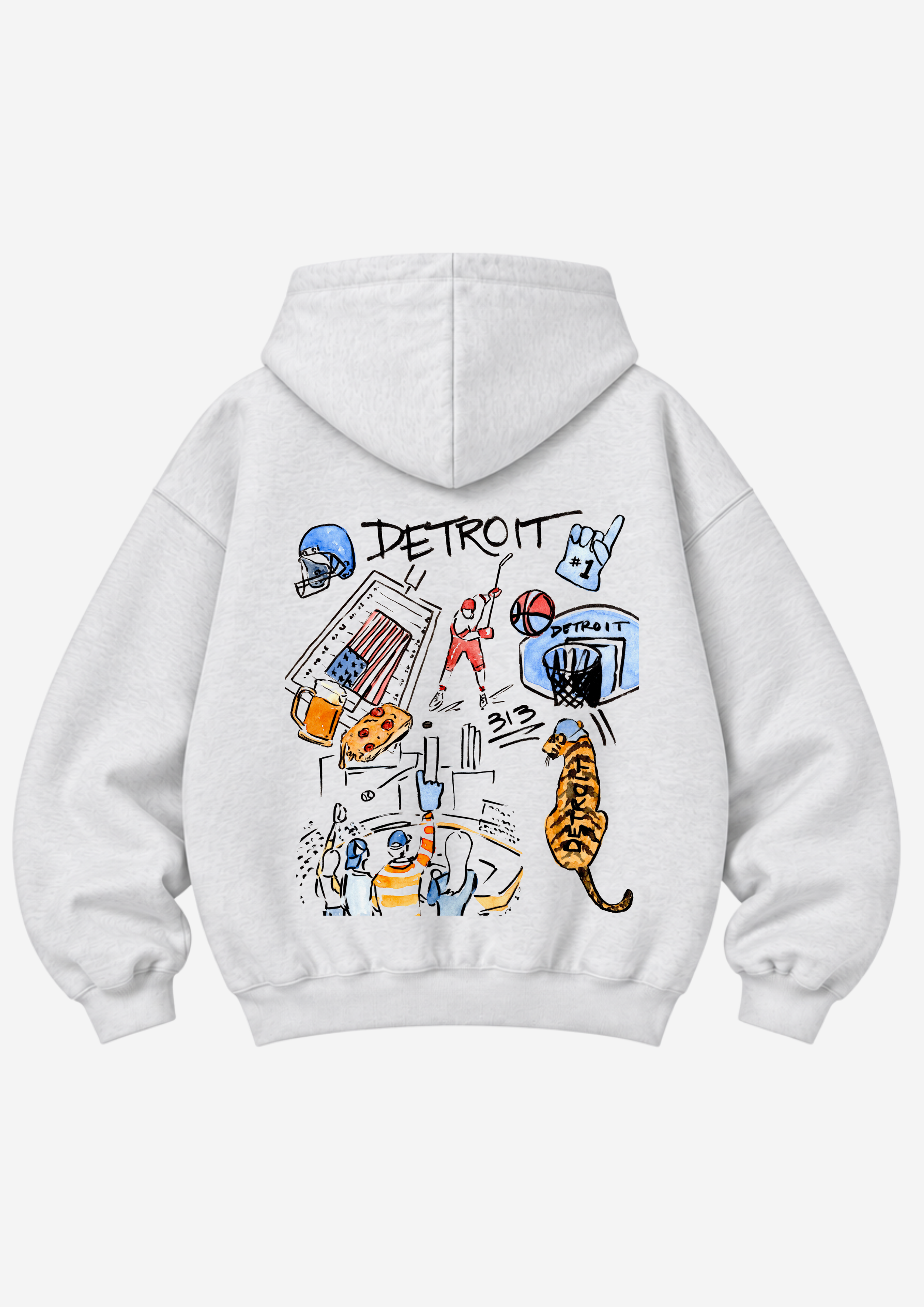 Dear Detroit  Watercolor Hoodie