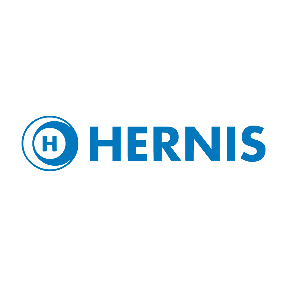 The logo of Hernis, featuring a blue circle with a smaller circle inside containing a capital H, and the word "HERNIS" in blue capital letters next to it.