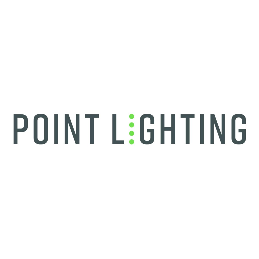 Logo of Point Lighting with the words 'POINT' and 'LIGHTING' separated by green dots.