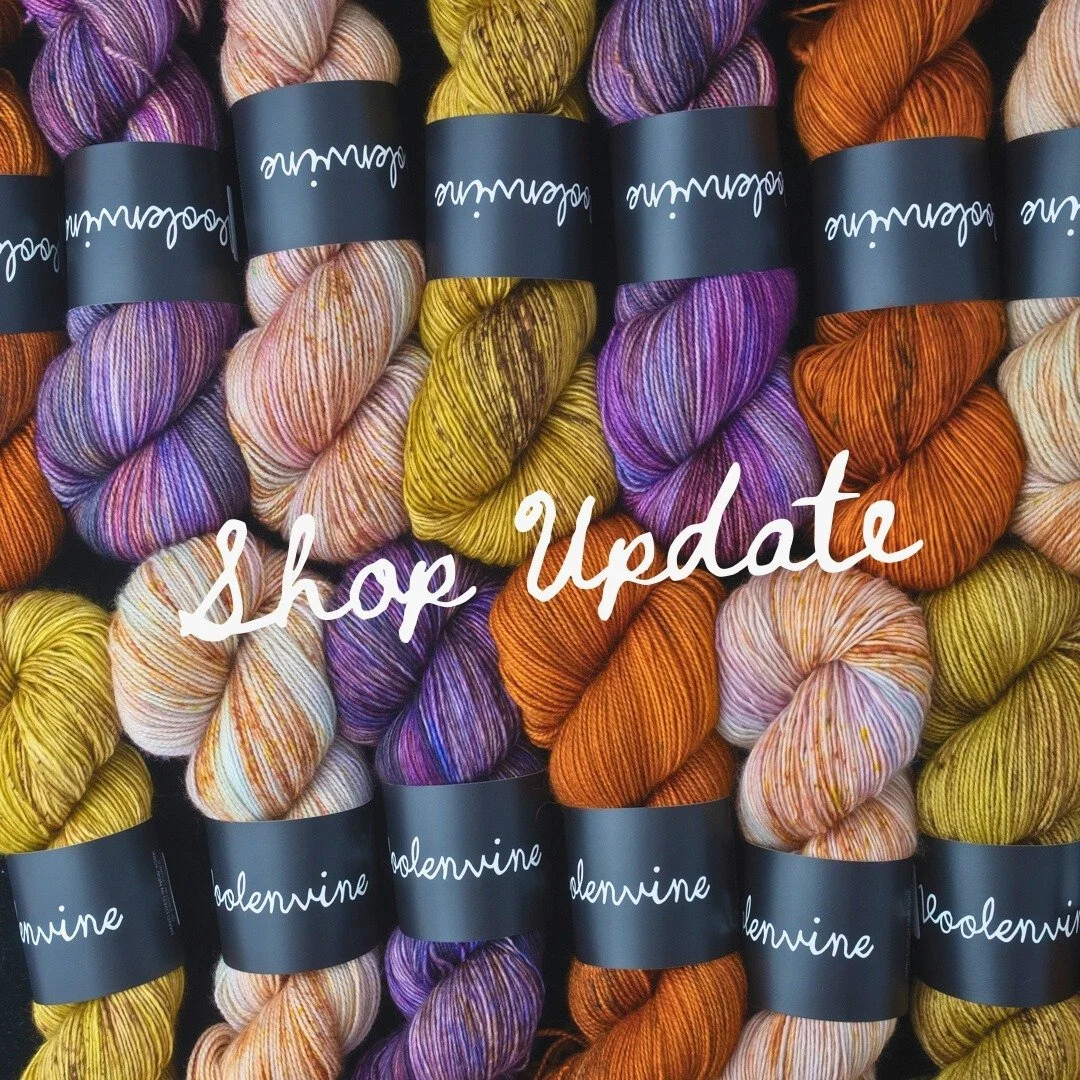 SHOP UPDATE: Saturday, February 28 @ 10am ET | www.VoolenvineYarns.com

Lots of pops of color and speckles this weekend &mdash; a lineup of classic Voolenvine favorites, including:

✨ Tarot
✨ Pumpkin Kombucha
✨ Opal
✨ And from ye olde vintage archive