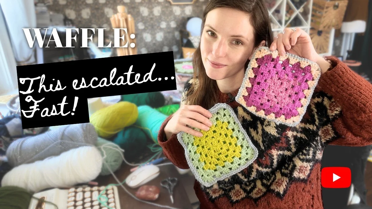 A little peek into this week&rsquo;s craft room chaos 🖤

Loom progress, an unexpected granny square obsession, and a crochet project that may or may not need to be ripped out 😅

Full WAFFLE vlog is up for Patreon and YouTube members (Rabbit Hole ti