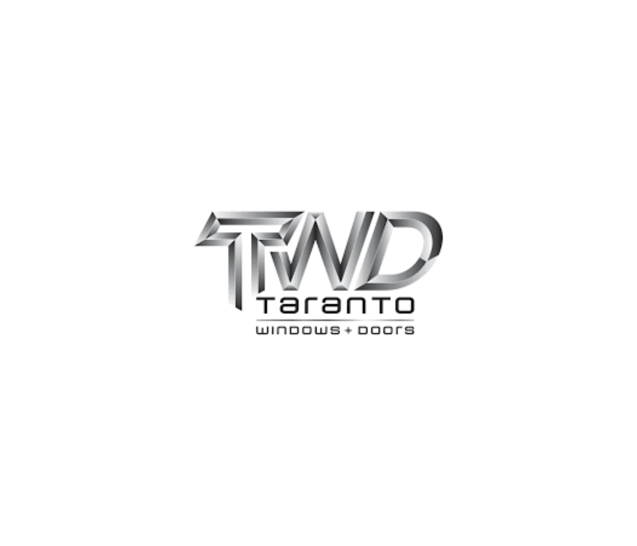 Logo for TWD Taranto Windows and Doors, featuring stylized text in metallic shades on a white background.