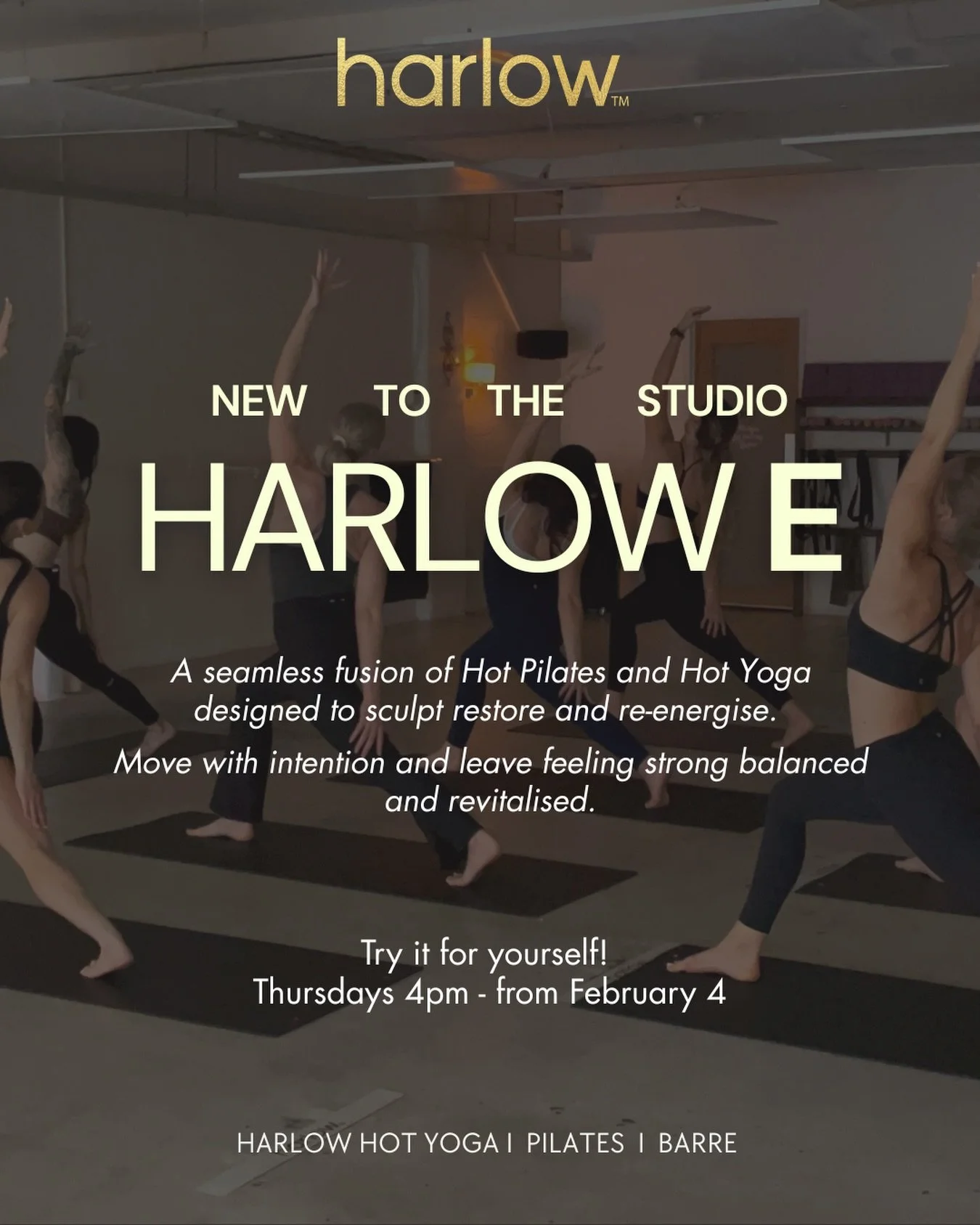 📣NEW CLASS ALERT 📣

We&rsquo;re trialling Harlow E - Pilates &amp; Yoga Fusion at 4pm on Thursdays for 4 weeks, starting Feb 4th! 🧘&zwj;♀️💪

Experience the ultimate fusion of Hot Pilates + Hot Yoga to sculpt, restore and reconnect with your energ