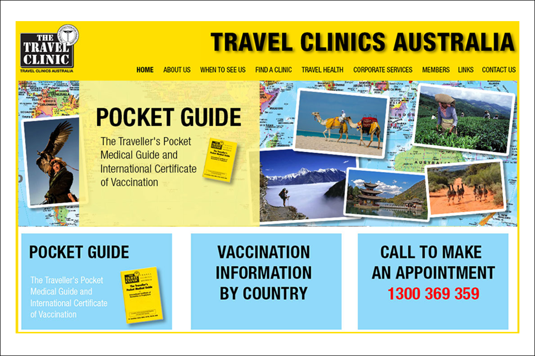 Travel Clinics Australia: Web site development