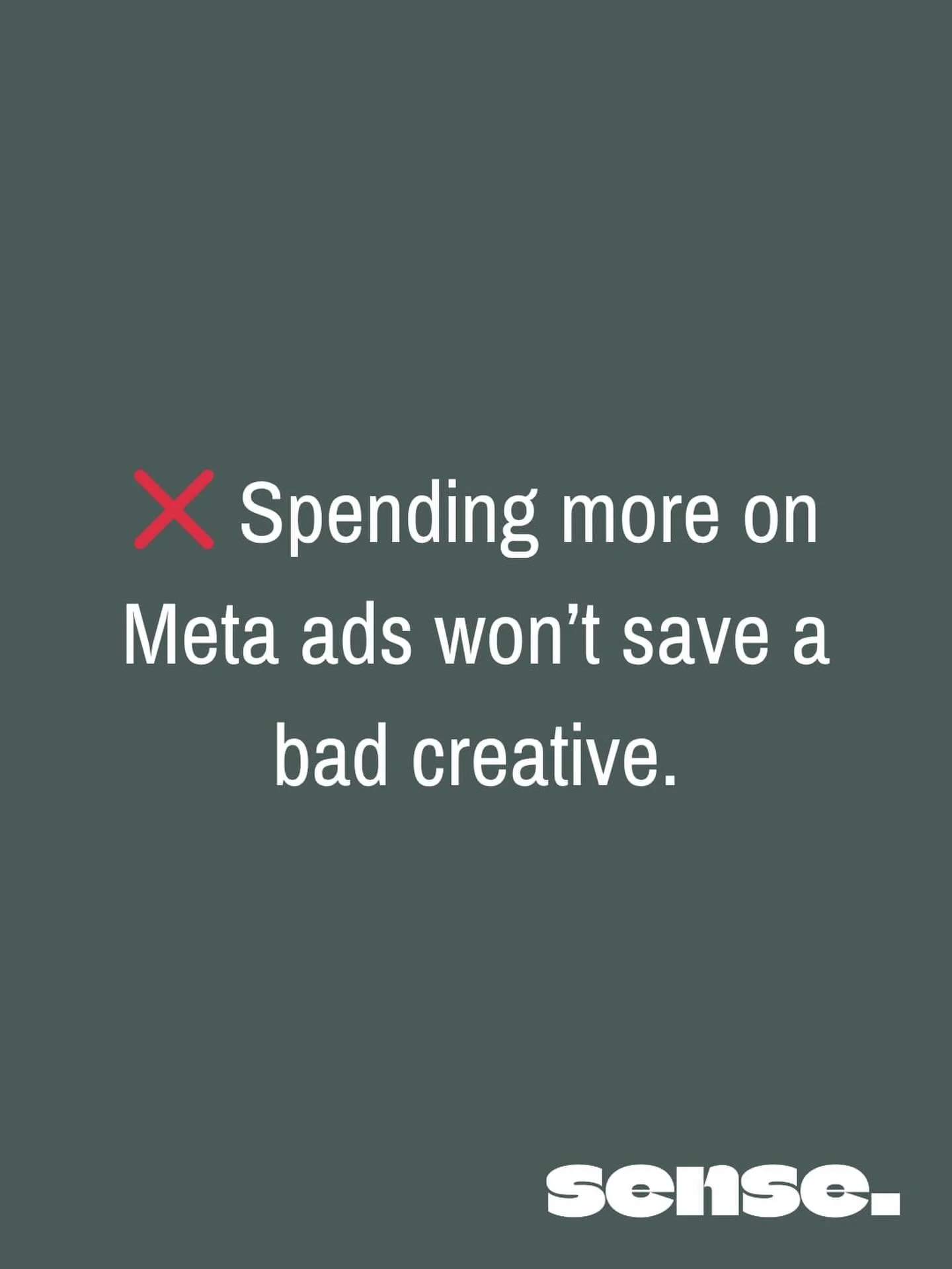 🚫 Spending more on Meta ads won&rsquo;t save a bad creative.

We see it every week; businesses doubling their budget hoping it fixes performance.

It doesn&rsquo;t.

The algorithm is ruthless. It amplifies what&rsquo;s already working. If your creat