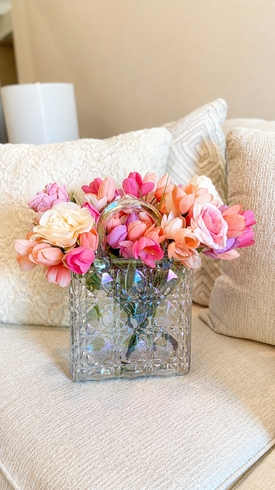 Luxury pink floral centerpiece designed by Marie Events for an elegant baby shower in Las Vegas.
