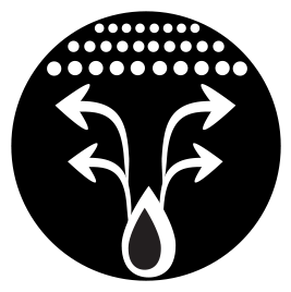Traffic sign with arrows pointing left and right, and upward, inside a circle.