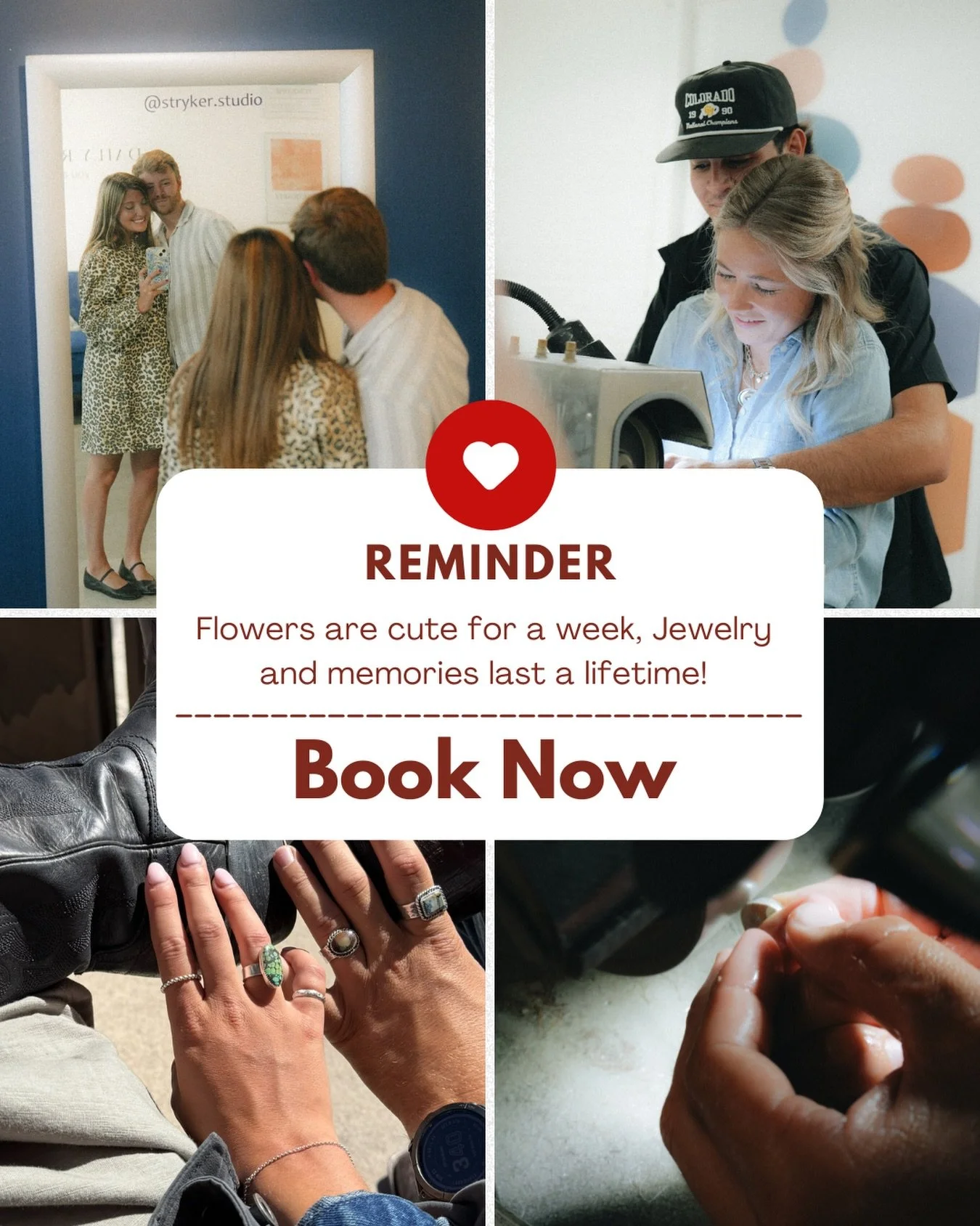 We opened extra classes just in time for Valentine&rsquo;s &amp; Galentine&rsquo;s 💘

Skip the flowers this year &mdash; surprise your valentine (or your best girls) with a night of making your own jewelry and memories you&rsquo;ll keep forever.

Sp