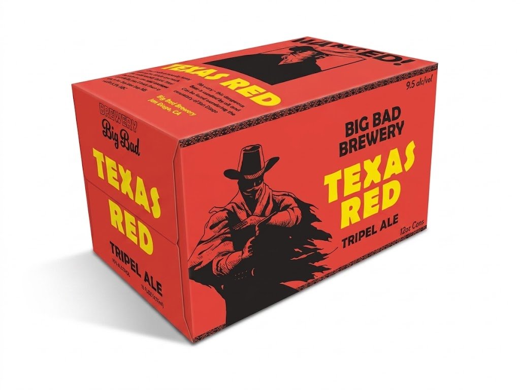 Craft beer can, box, and  barbeque takeout tray prototype, packaging design, hand drawn illustrations, western and southern themed.