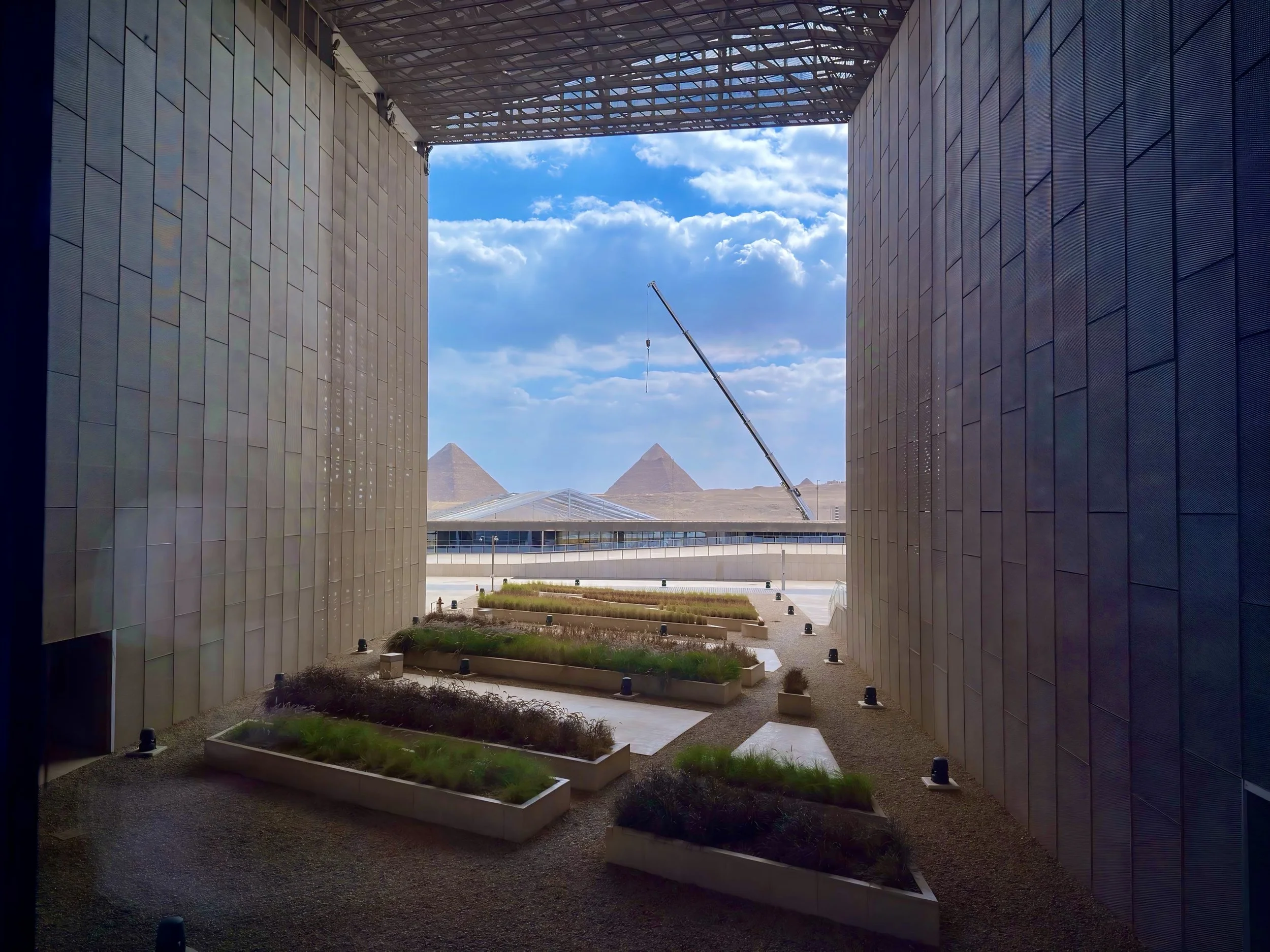 View of The great Pyramids from the Grand Egyptian Museum, Giza, Egypt - Shot on Canon EOS Rebel t6i