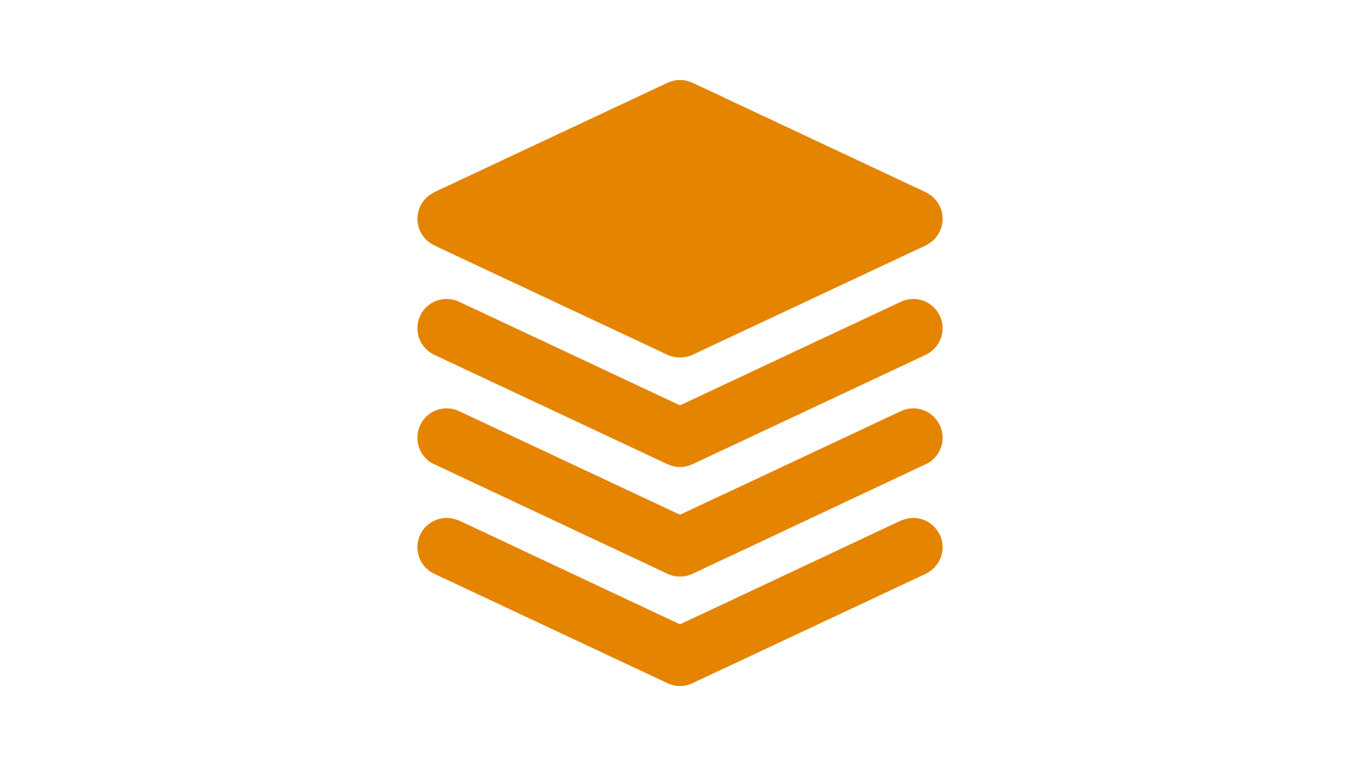 Orange stacked layers icon representing data or technology.