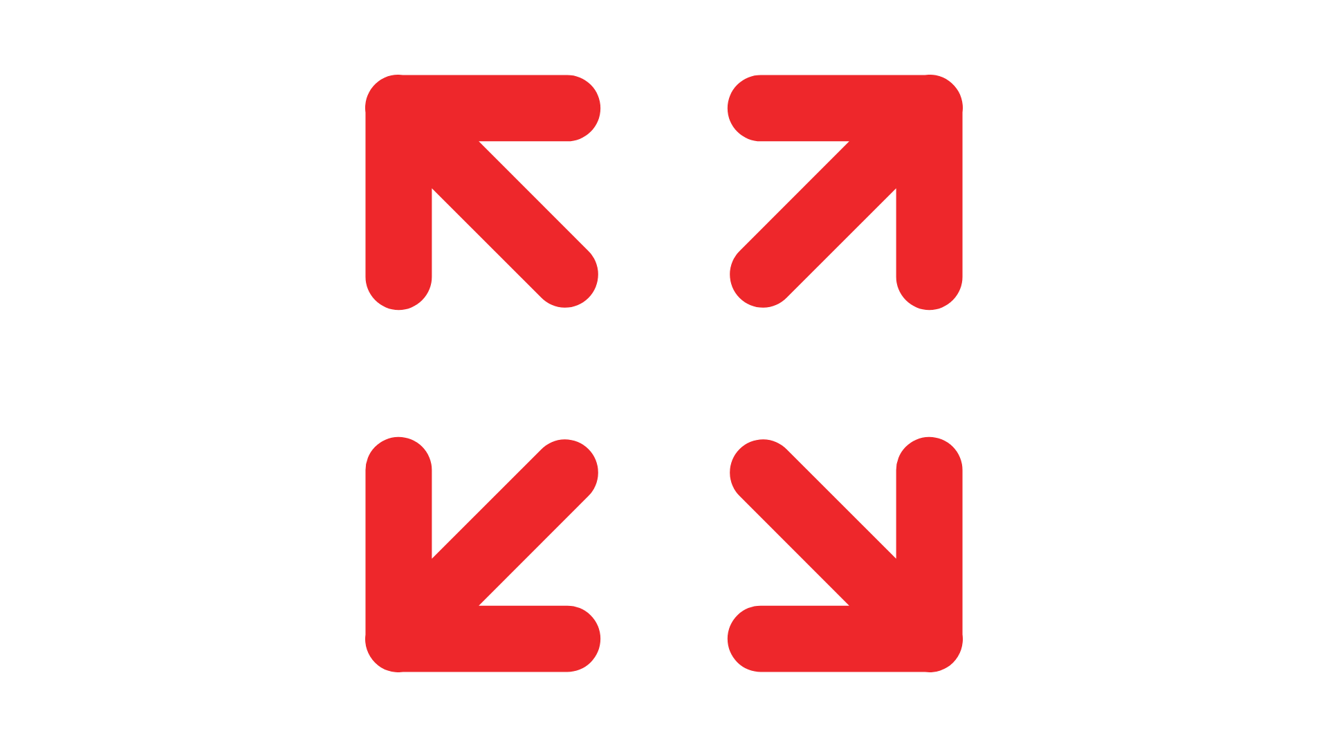 Four red arrows pointing inward from each corner towards the center of a black background.