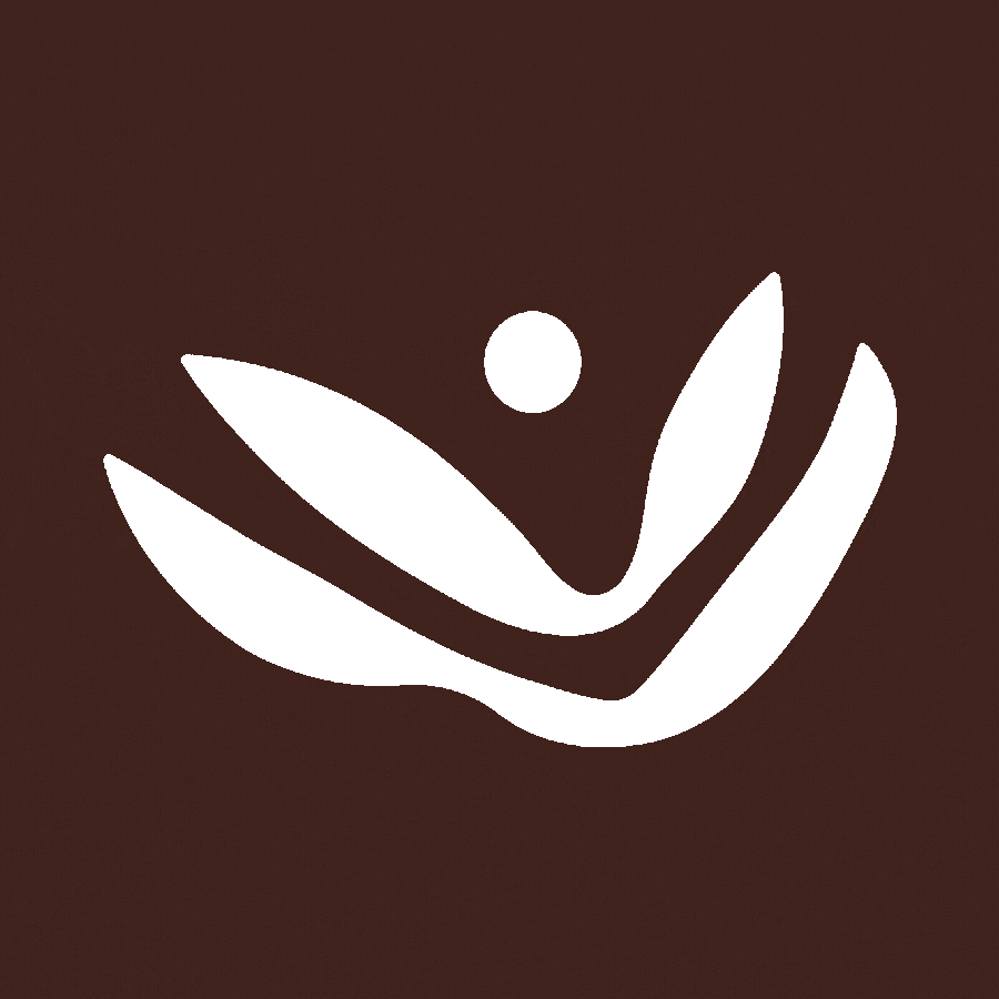 Rotating icons that appear like a cutout effect showing greenery in the background