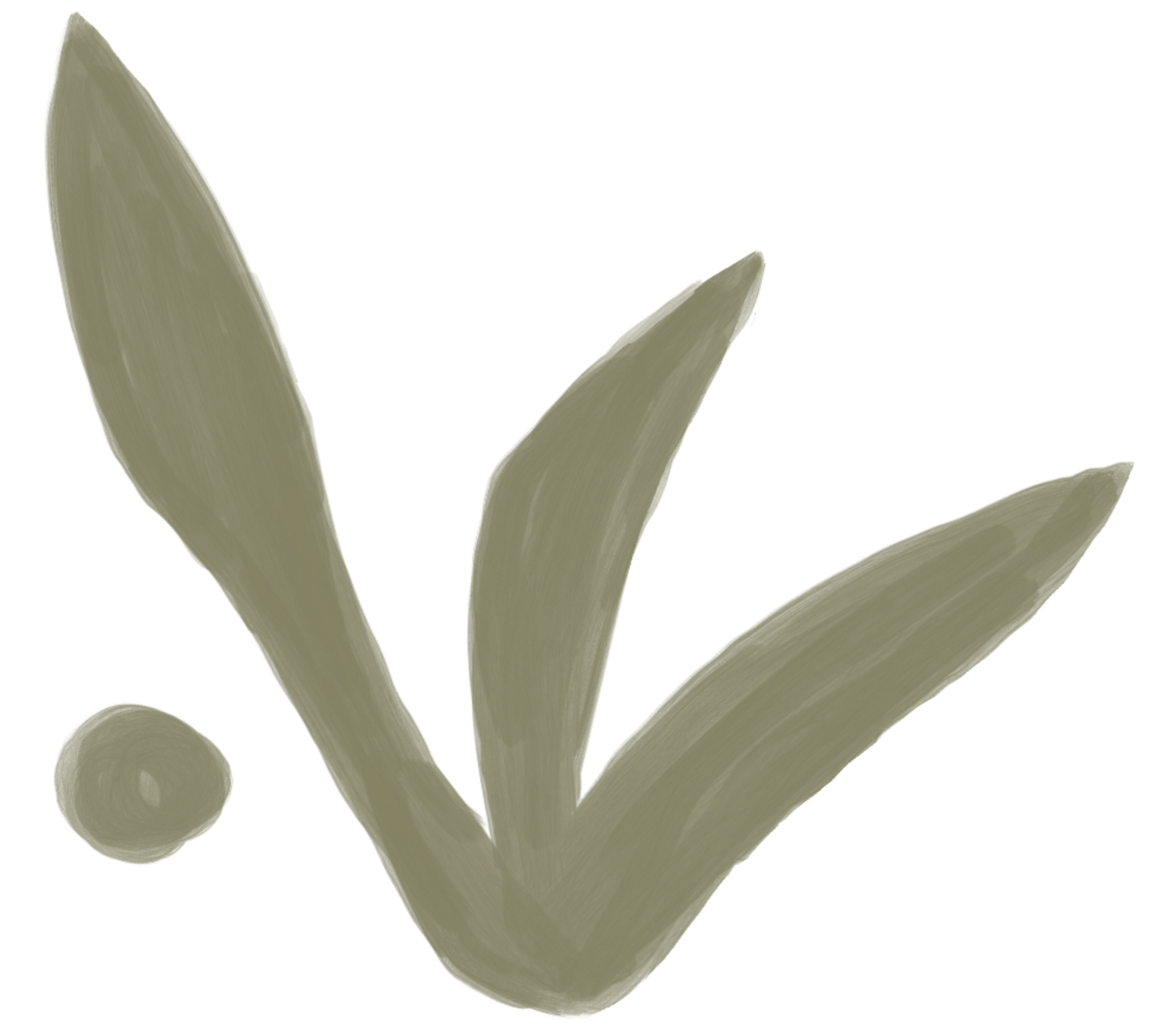 hand-painted icon in medium green color overlapping two sections