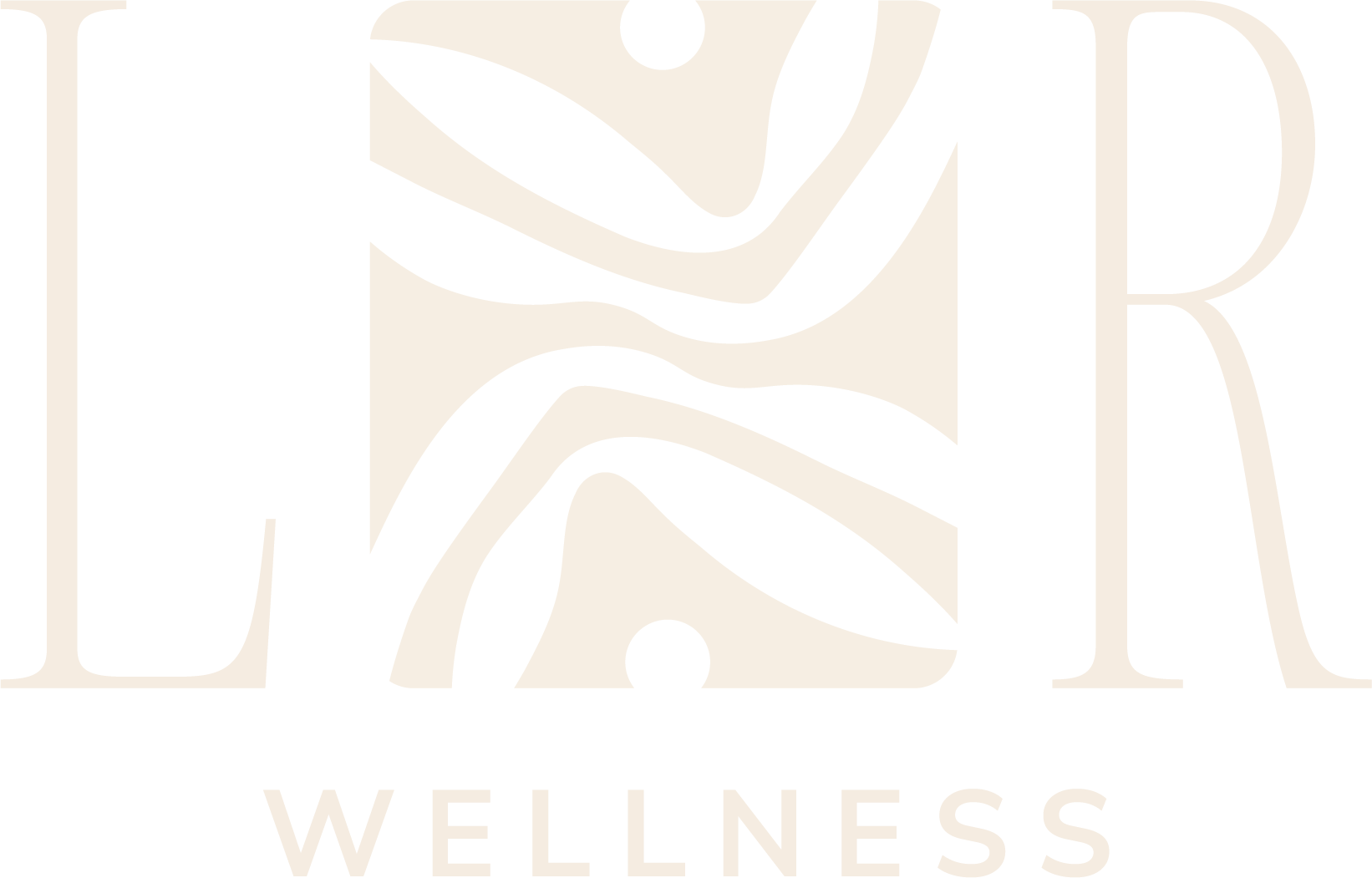 LR Wellness logo with decorative square in the middle
