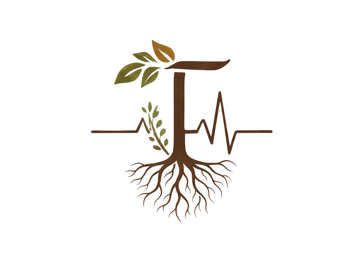 An illustration of a tree with roots, showing its underground water source, and an electrocardiogram line running through the trunk. The image emphasizes the connection between water, plants, and life.