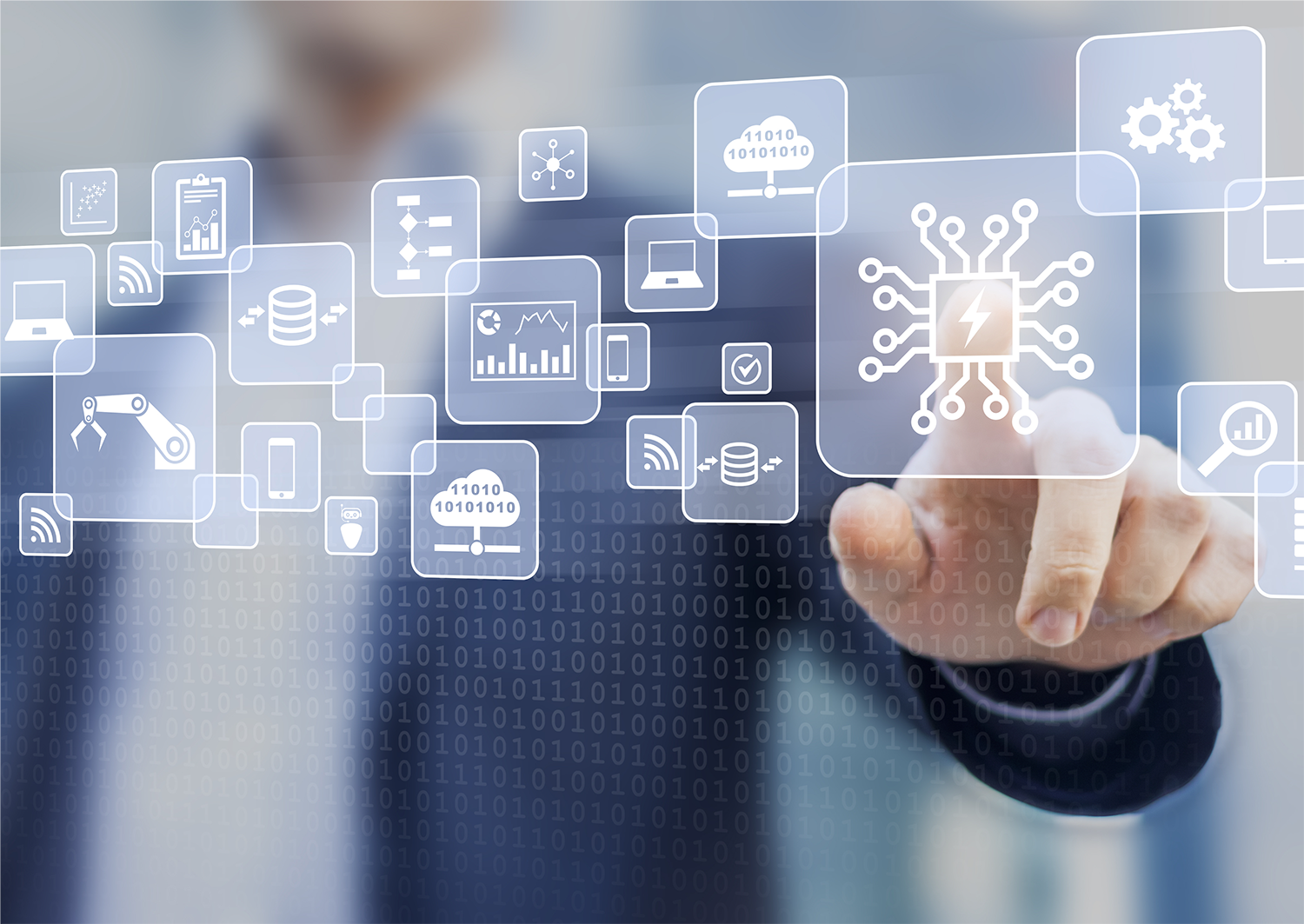 Animated scene with Hand touching line graphics, identifying important information graphics