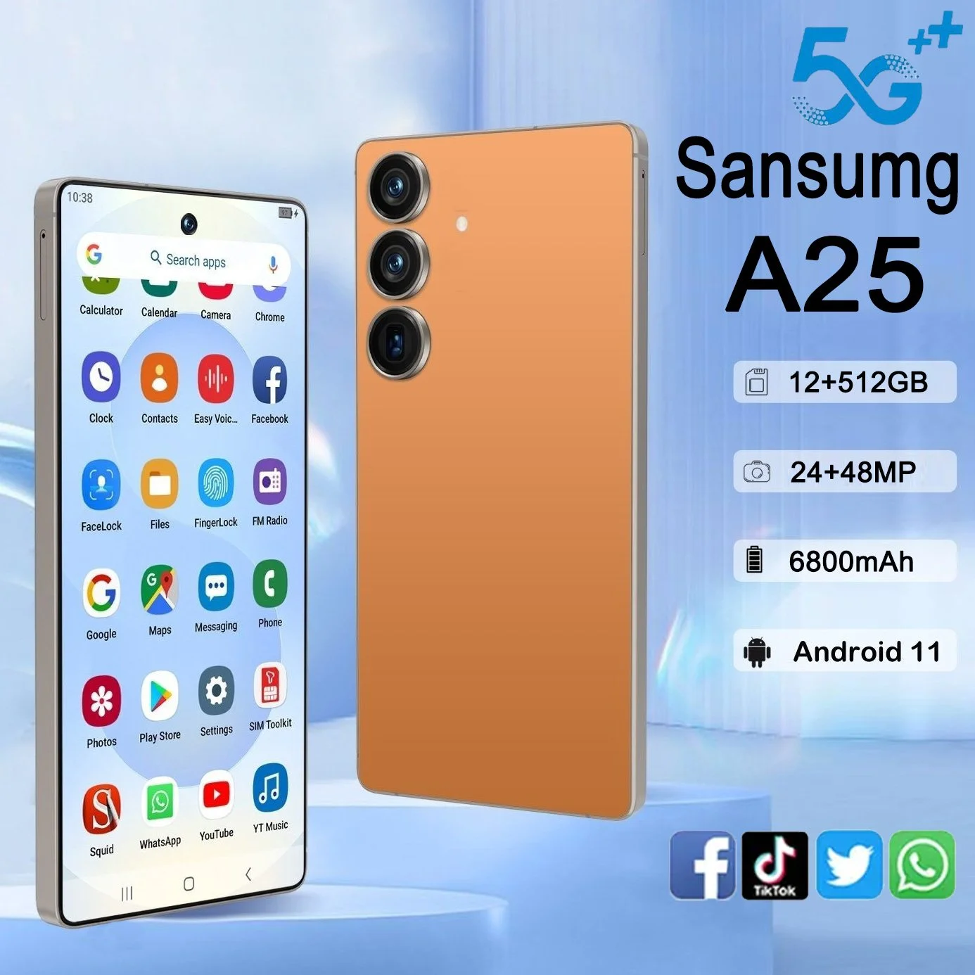 Budget Samsung A25 review Philippines, An advertisement for the Samsung A25 smartphone Philippines. Key specifications include 12+512GB storage, 24+48MP camera, 6800mAh battery, and Android 11.