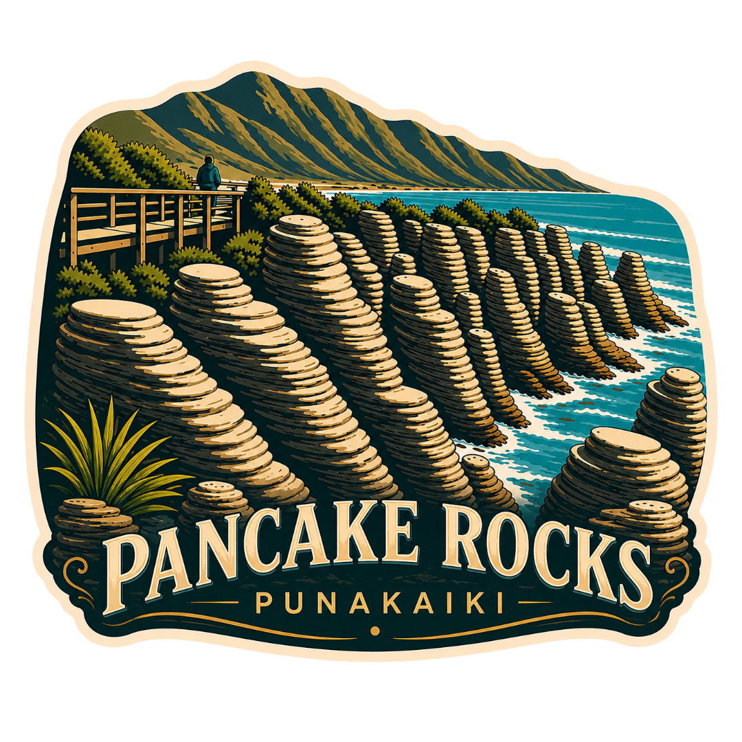Pancake Rocks  sticker new zealand travel passport