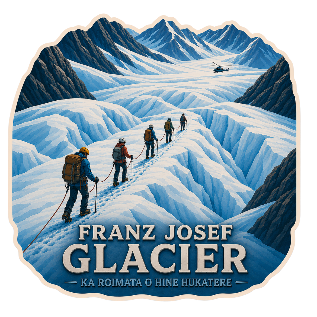 franz josep glaciar  sticker new zealand travel passport