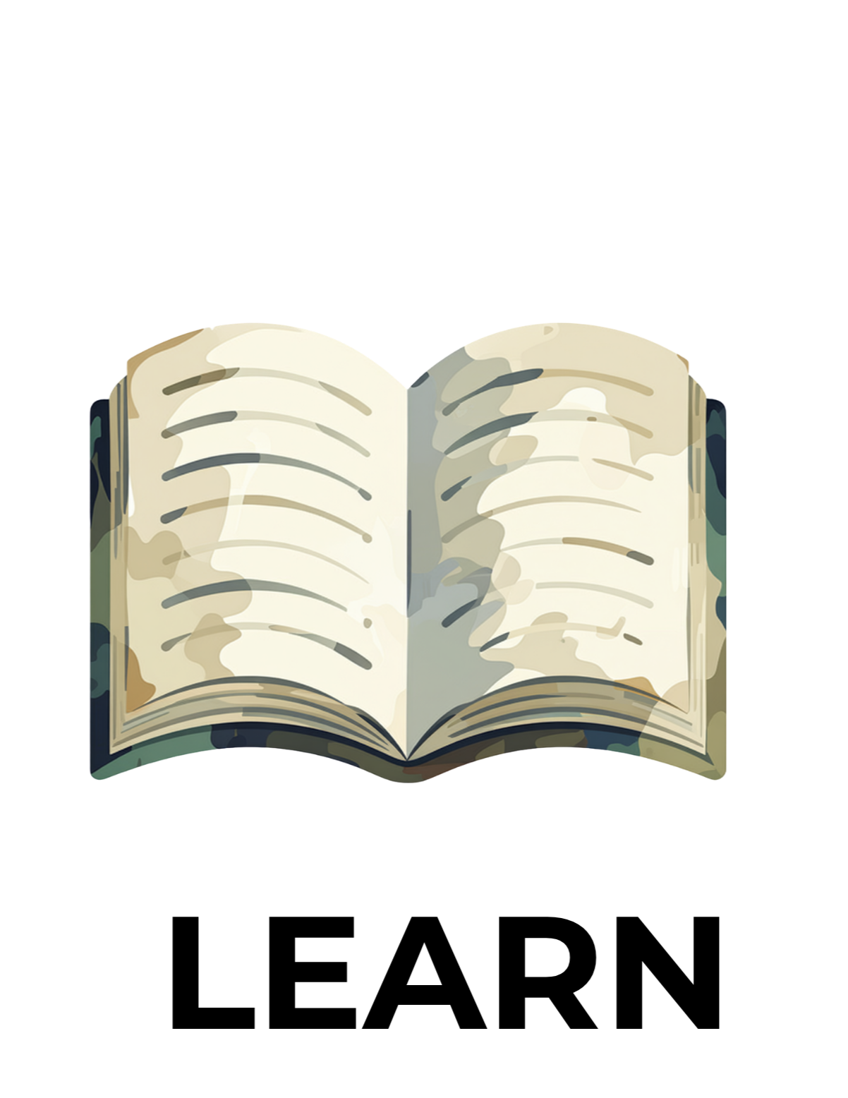 An open book with blank pages, illustrated in a digital art style.