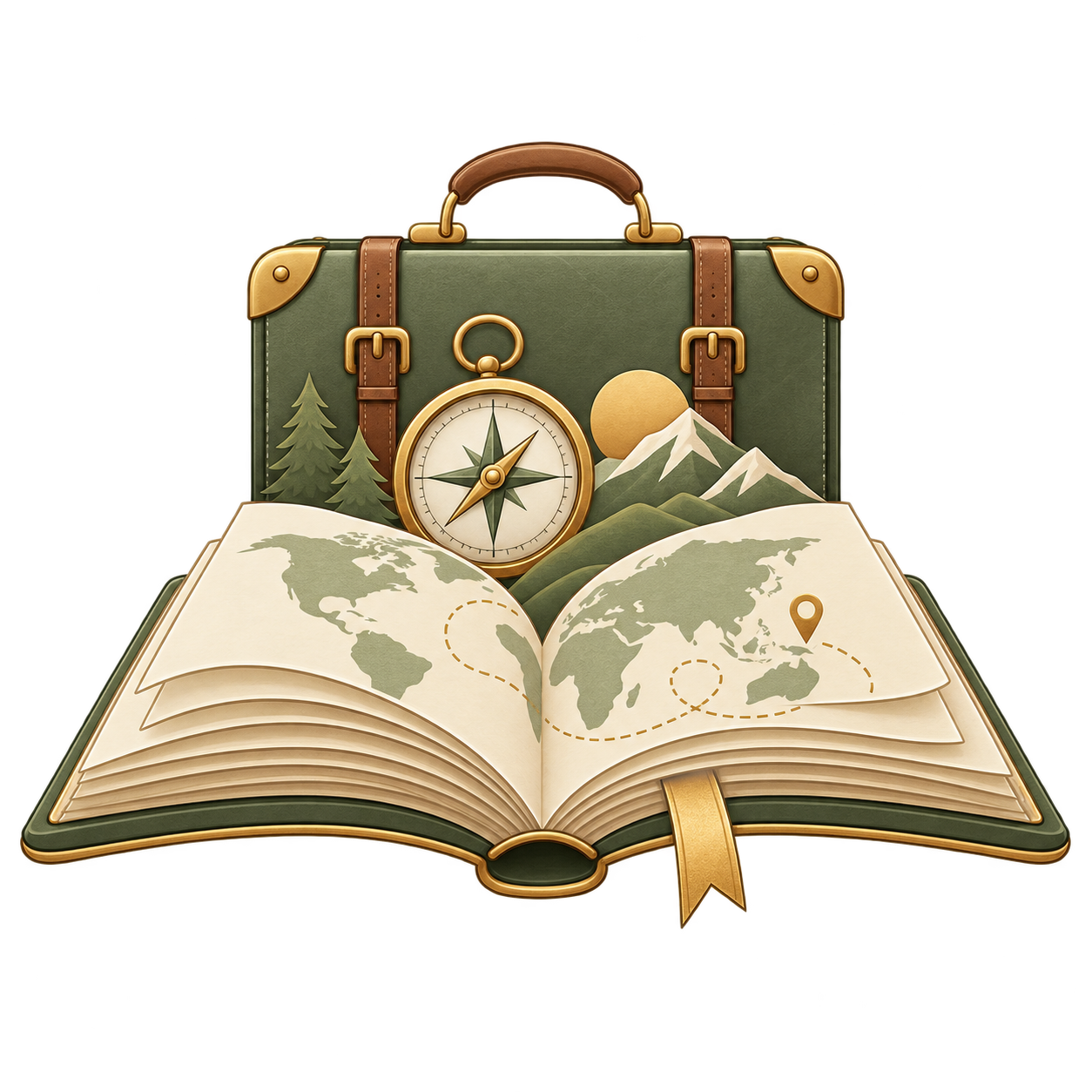 illustration of open book and suitcase