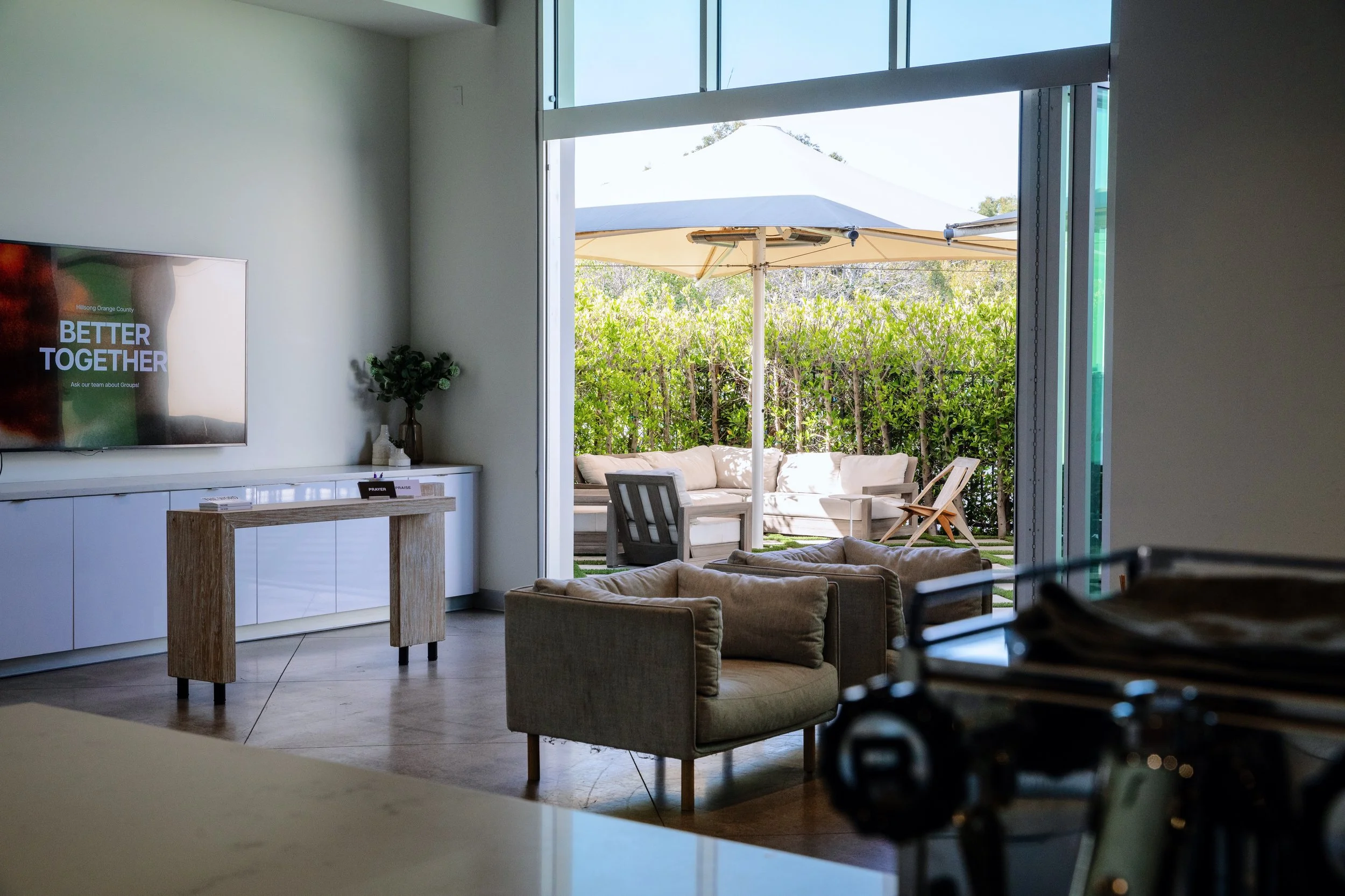 Pocket doors to The Courtyard