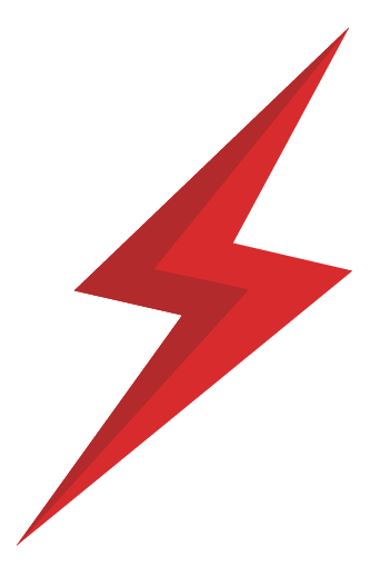 Red lightning bolt symbol on a black background.