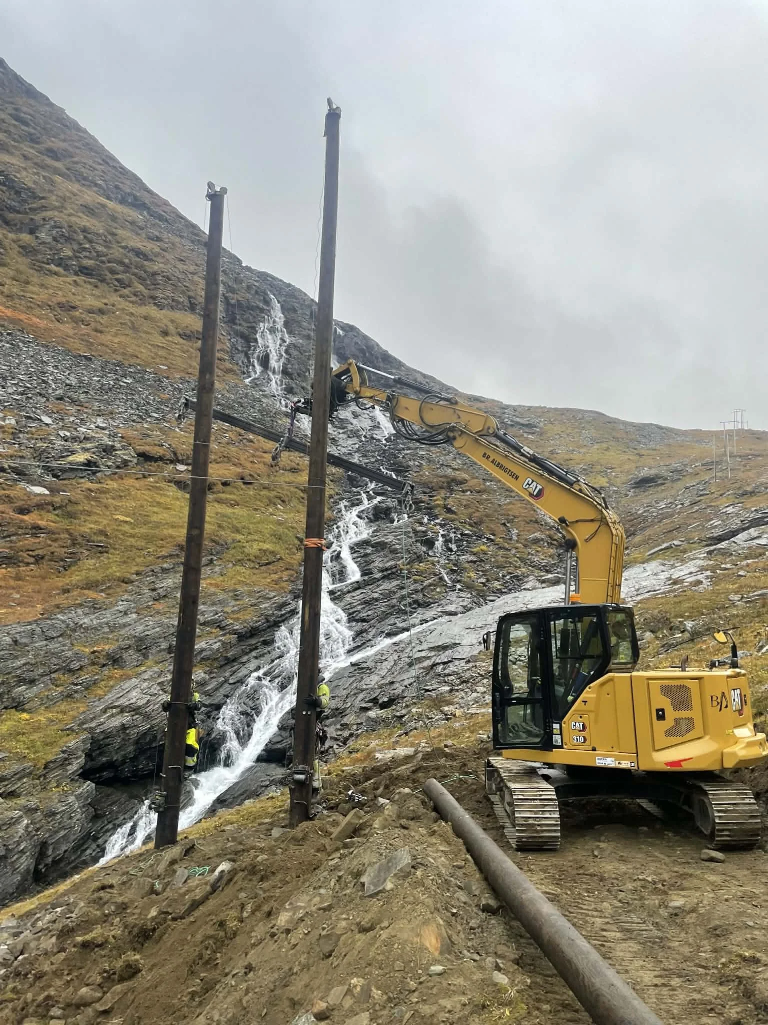 Linjebygging med gravemaskin